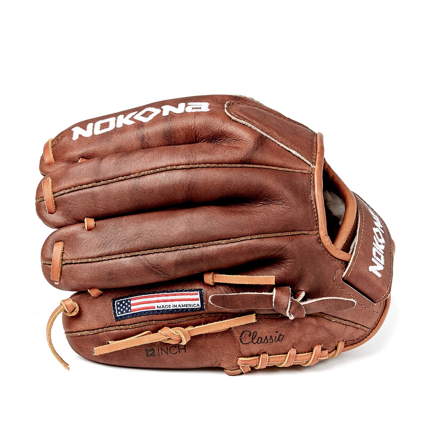 NOKONA W-V1200H Handcrafted Walnut Fastpitch Baseball Glove - Left Hand Throw, H-Web for Infield and Outfield Positions, Adult 12 Inch Mitt, Made in The USA