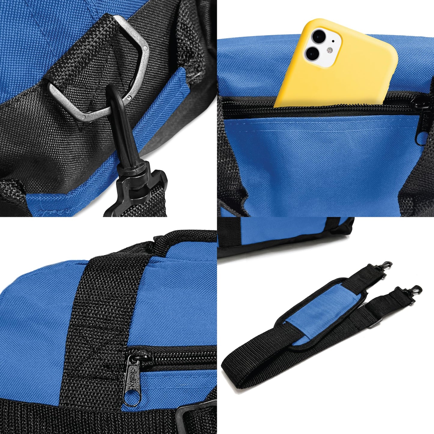 Dalix 14" Small Duffle Bag Two Toned Gym Travel Bag in Royal Blue