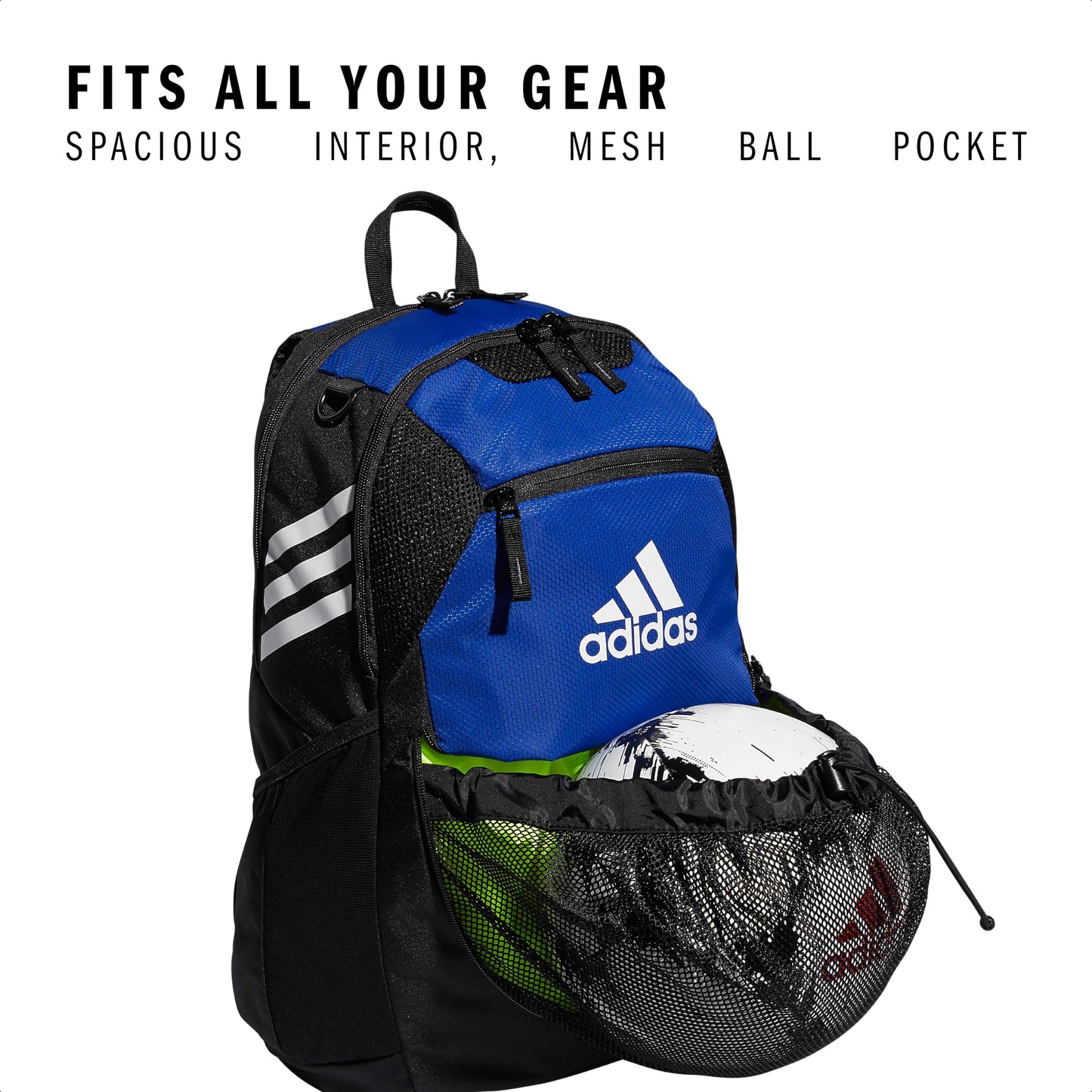 adidas Stadium Team Sports Backpack for Men and Women (36l) Durable Athletic Laptop Bag, Royal Blue/3.0, One Size