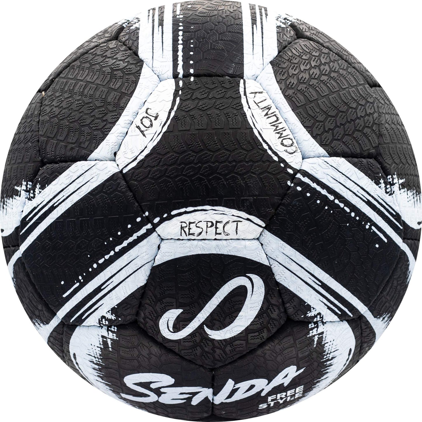 SENDA Street Freestyle, Trick, and Skills Soccer Ball with Rubber Outer Cover, Fair Trade Certified, Black/White, Size 4 (Ages 13 & Up)