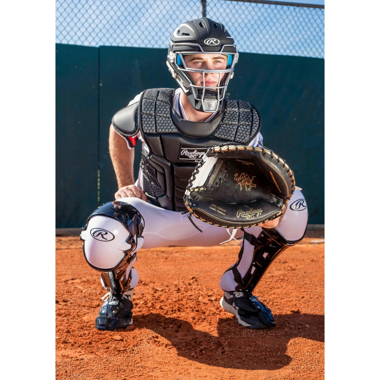 Rawlings | MACH Catcher's Leg Guards | Baseball | Adult | Black/Black