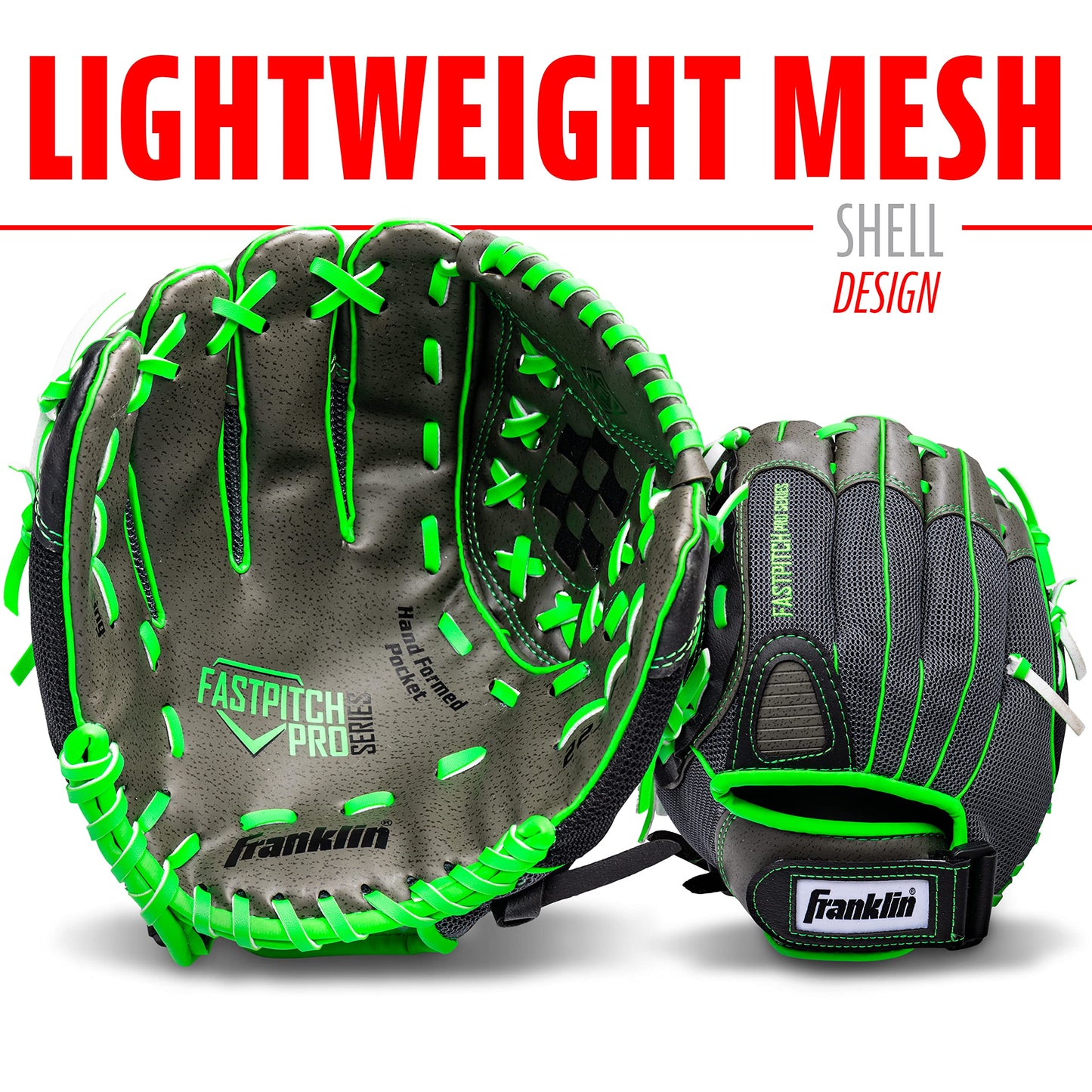 Franklin Sports Girls Softball Glove - Women's Windmill Fastpitch + Slowpitch Softball Glove - Green Mitt - Left Hand Throw Adult + Youth - 12"
