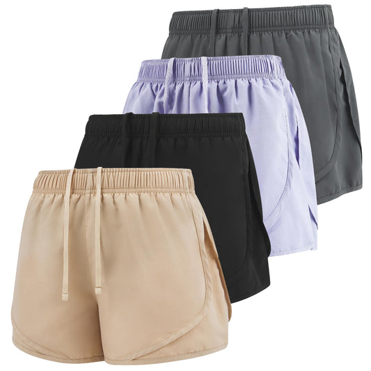 Ultra Performance Women's Running Shorts 4-Pack Athletic Workout Gym Shorts for Women, with Brief Liner