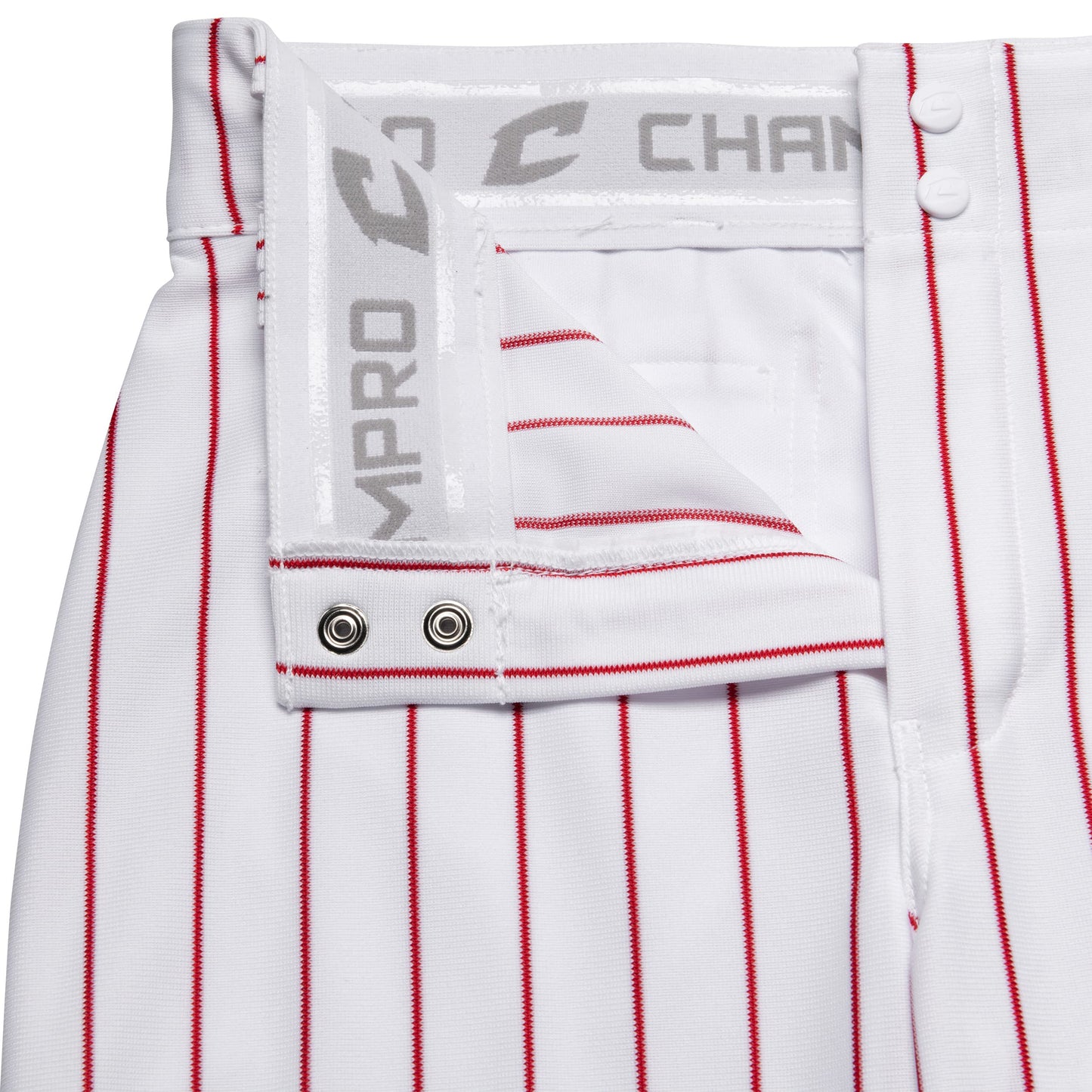 CHAMPRO Men' Champro Adult Pinstripe Ob Triple Crown Open Bottom Baseball Pant, White, Scarlet, Medium US