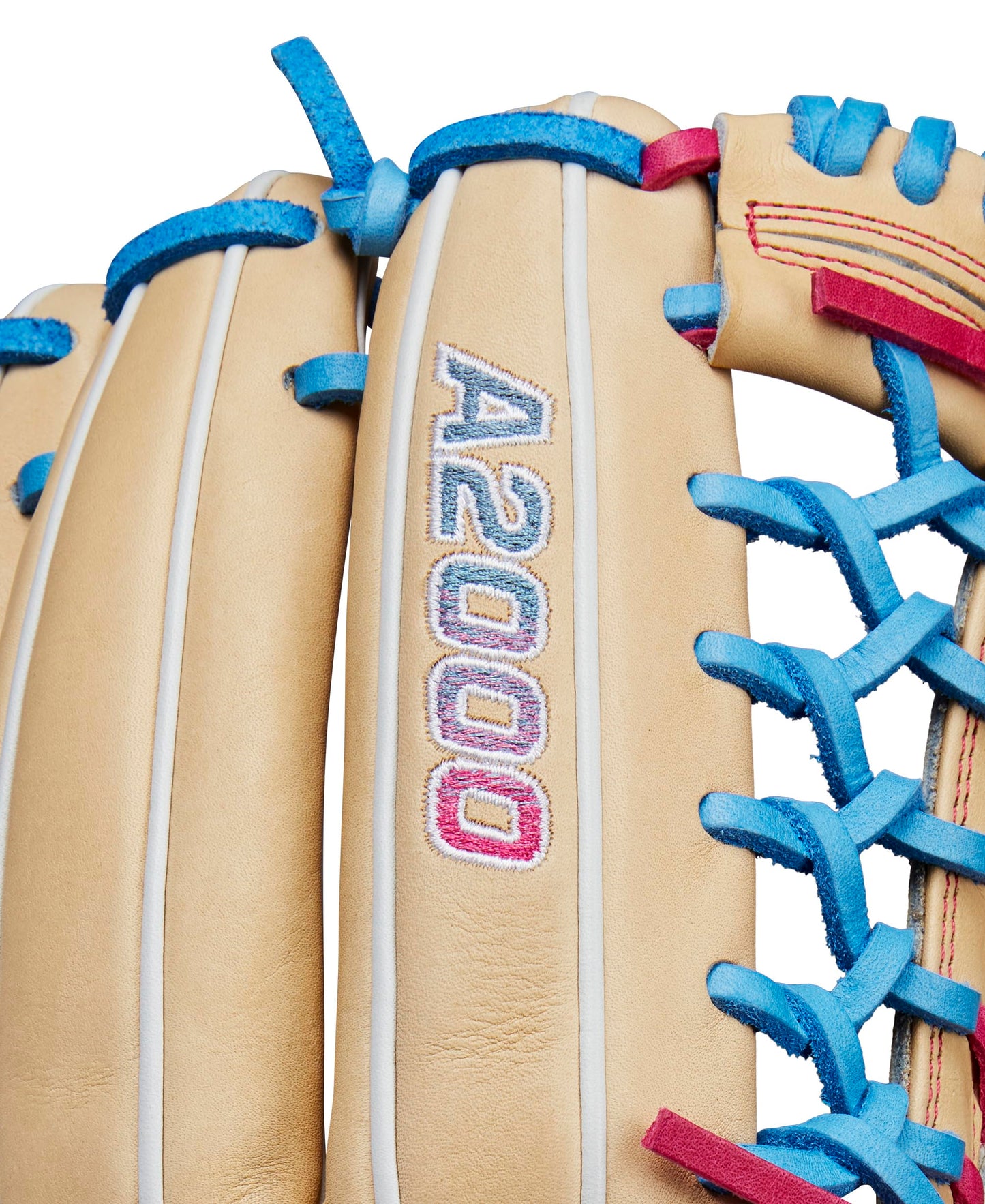 Wilson Winter 2024 A2000 T125 12.5" Outfield Fastpitch Glove - Blonde/Blue/Flamingo, Right Hand Throw