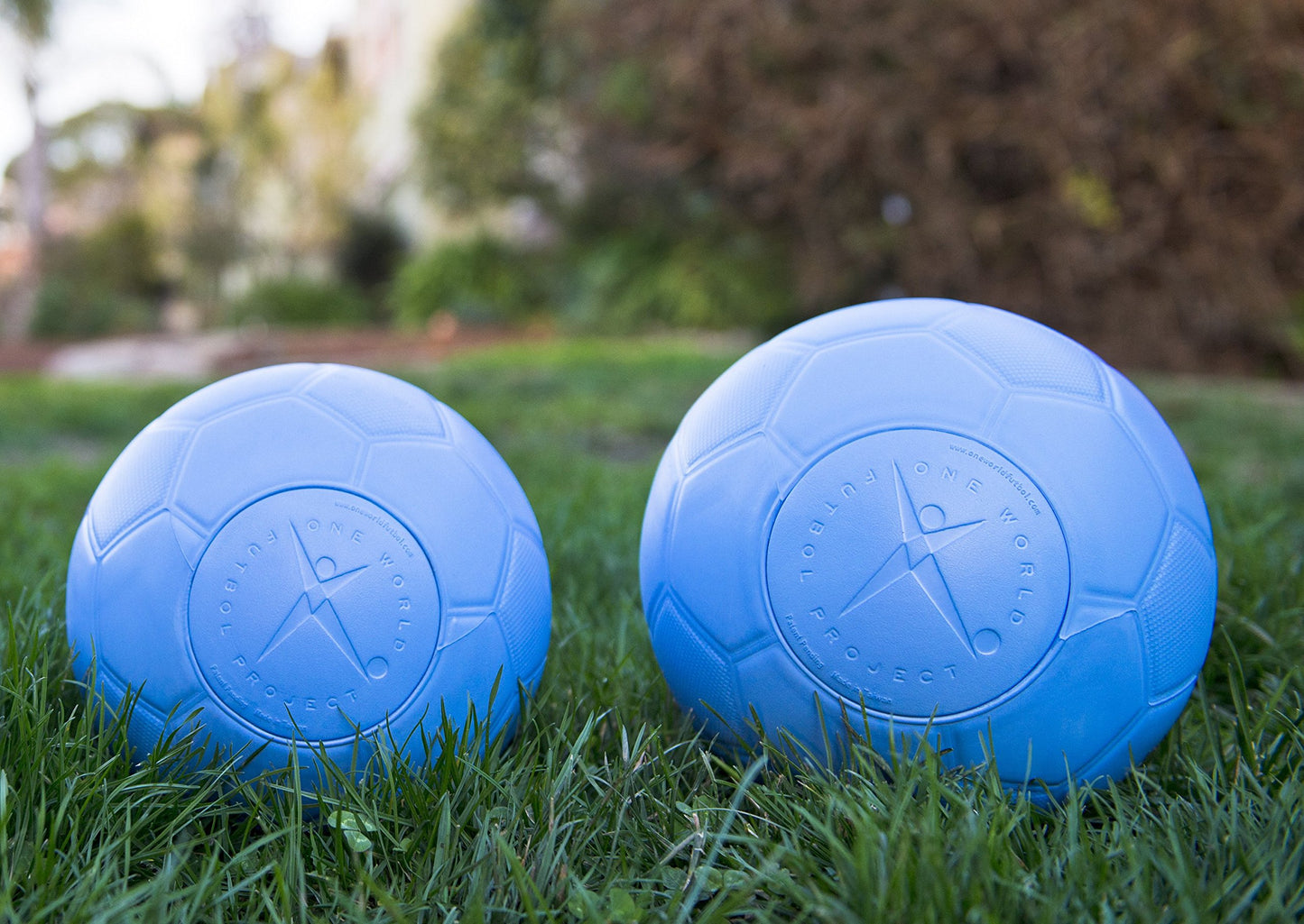 One World Play Project Soccer Ball - Unpoppable, Unbreakable, Non-Deflating, Non-Toxic Futbol - Blue, Size 5