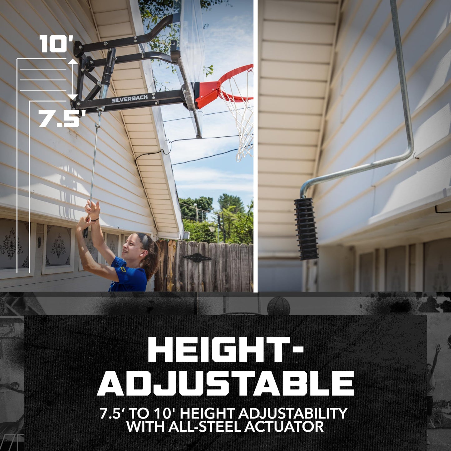 Silverback NXT 54" Wall Mounted Adjustable-Height Basketball Hoop with QuickPlay Design