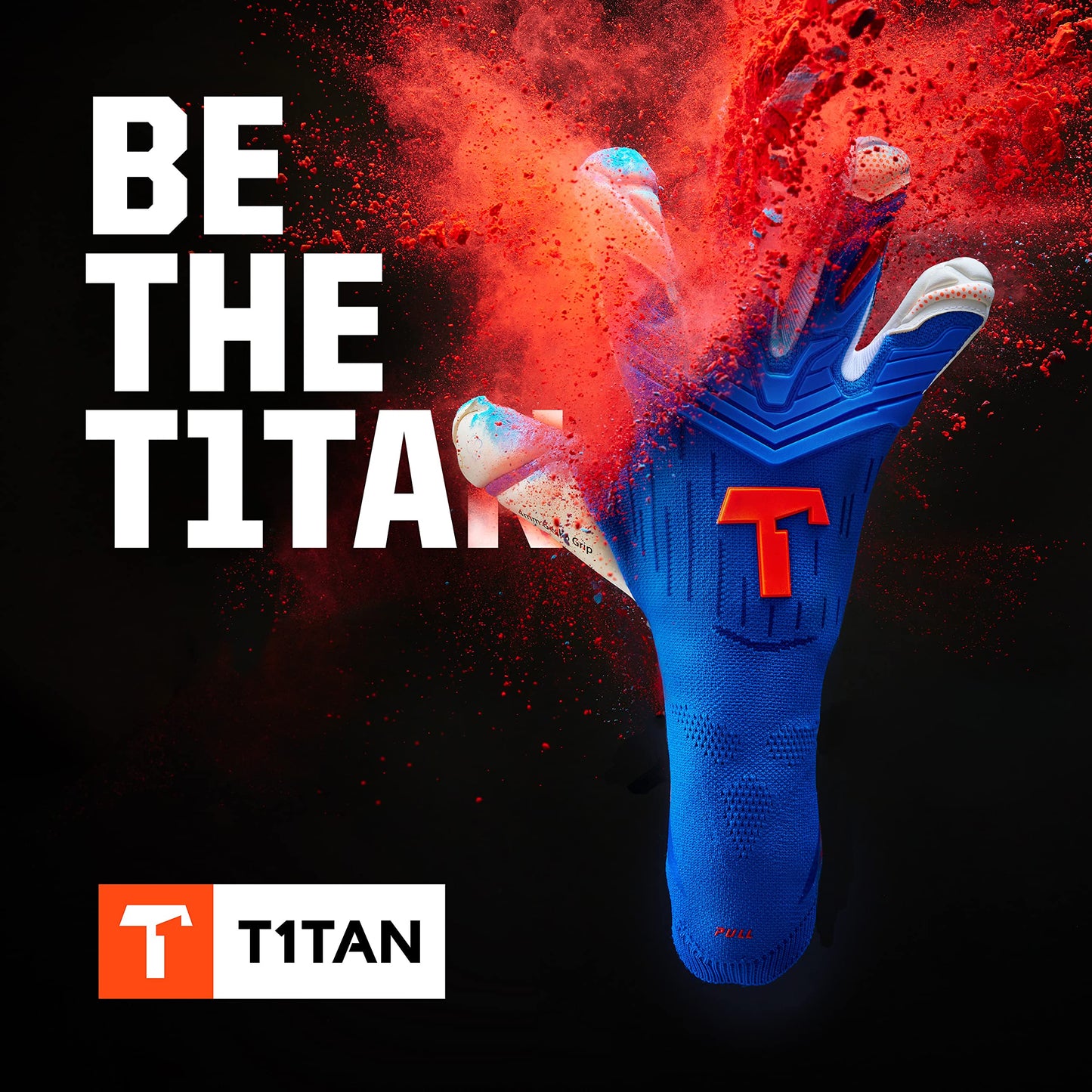 T1TAN Alien Gravity Blue 2.0 - Soccer Goalie Gloves - Mixed Cut and 4mm Gecko Grip - Size 9