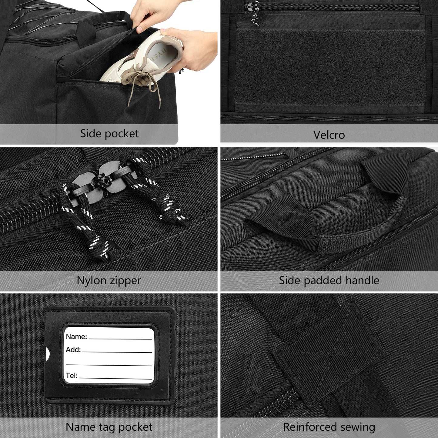 170L Extra Large Baseball Bag with Wheels Gym Duffle Softball Catchers Coach Team Equipment Bags Collapsible Rolling Travel Duffel Bat Gear Bag for Hockey Basketball Football Volleyball Soccer, Black