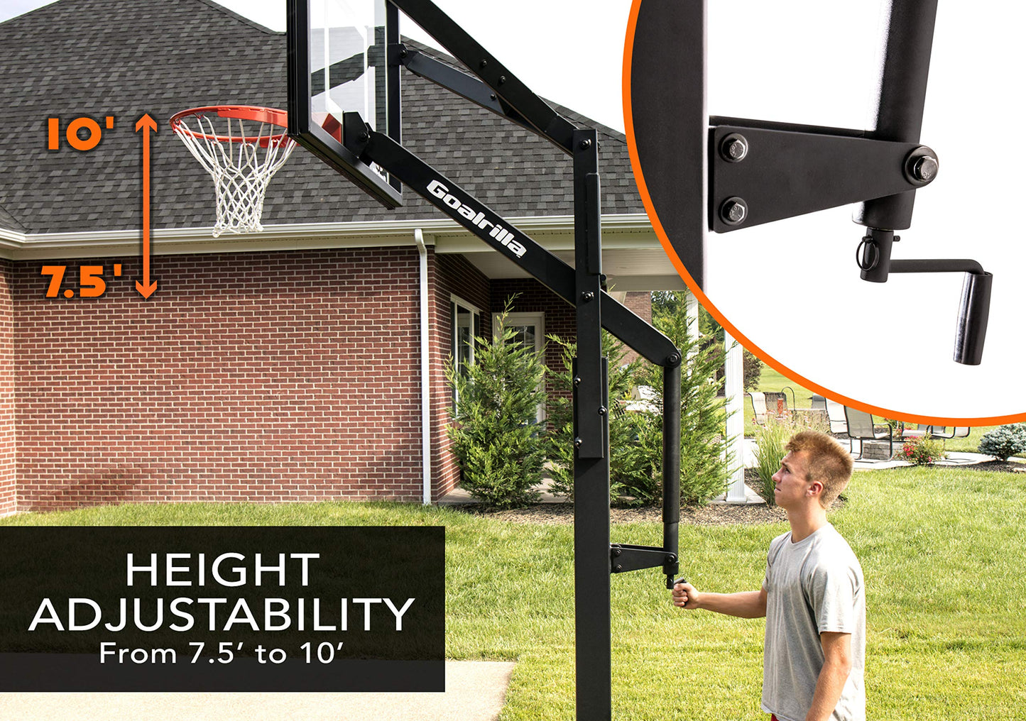 Goalrilla Basketball Hoops with Tempered Glass Basketball Goal Backboard, Black Anodized Frame, and In-ground Anchor System