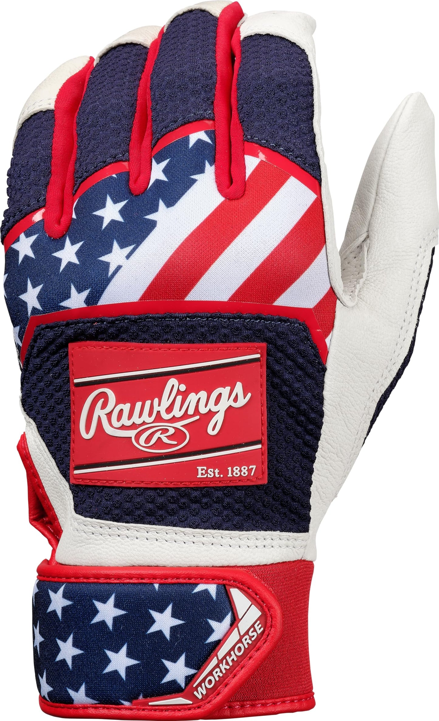 Rawlings | Workhorse Baseball Batting Gloves | Stars & Stripes | Adult Small