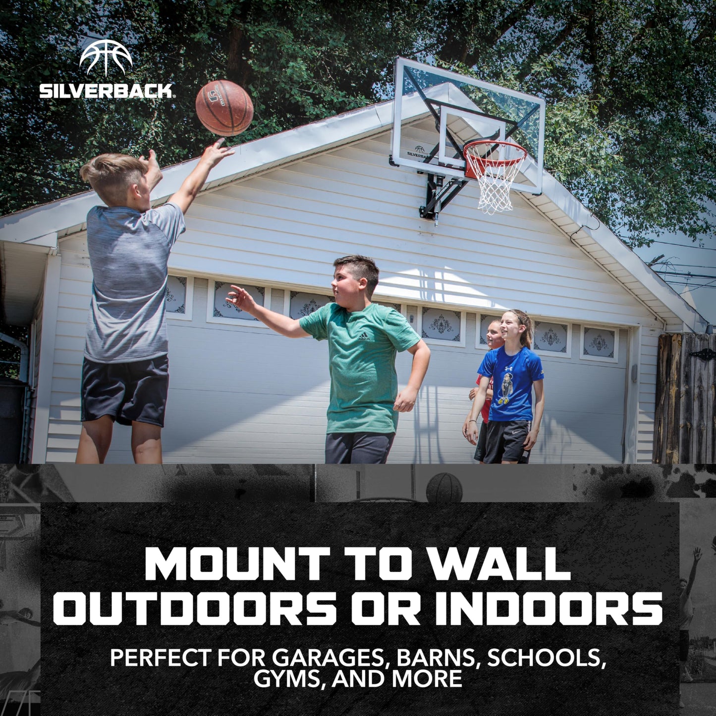 Silverback NXT 54" Wall Mounted Adjustable-Height Basketball Hoop with QuickPlay Design