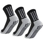 LO SHOKIM Kids Grip Soccer Socks Boys Cushioned Quarter Crew Socks Running Girls Athletic Non Slip Socks 10-14 Years Sports 3 Pairs (Black L)