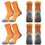 BUKEORE 4 Pair Grip Soccer Socks Anti Slip Non Slip Mens Athletic Socks for Football Basketball Sports