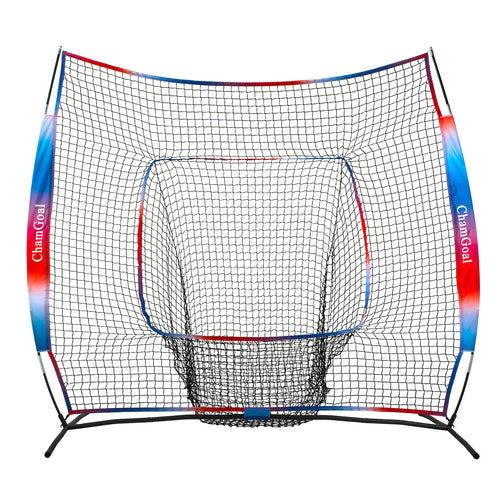 ChamGoal 7X7ft Gradient Baseball&Softball Net for Hitting and PitchingPortable Baseball Practice Net for Batting with Carry Bag and Metal Frame for All Skill Levels and Kids (Baseball net-Gradient)