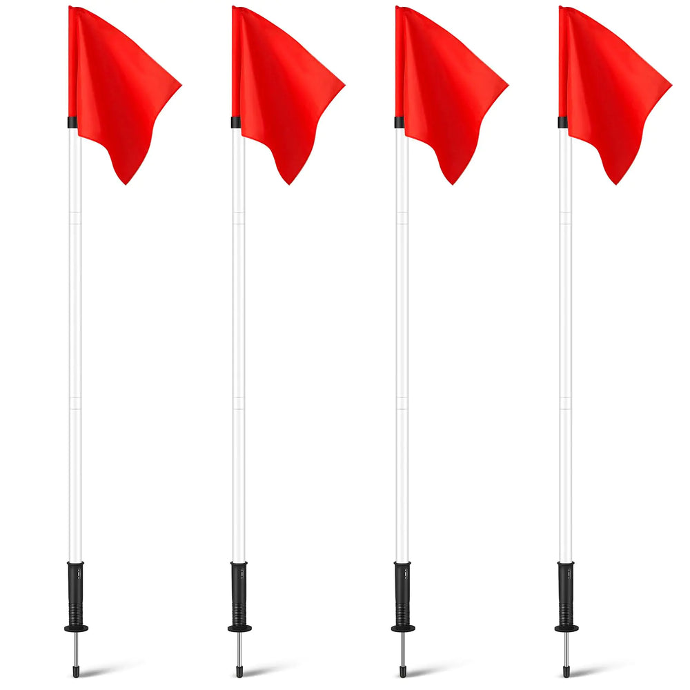 VitalCozy 4 Pcs 2 in 1 Soccer Corner Flags Agility Poles for Field 5 ft Portable Spring Loaded Soccer Flags Soccer Poles Dribbling Soccer Equipment for Training
