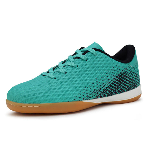 Hawkwell Unisex-Child Athletic Lace Up Boys Girls Indoor Trainer Soccer Shoe (Toddler/Little Kid/Big Kid) Green PU 1 M US