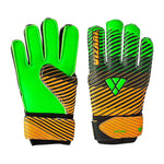 Vizari Saturn F.P. Soccer Goalkeeper Gloves with Finger Support - Green/Orange Size 7 | Inbuilt Fingersave Protection Goalie Gloves | 3-MM Duplatex Foam Palm Football Gloves