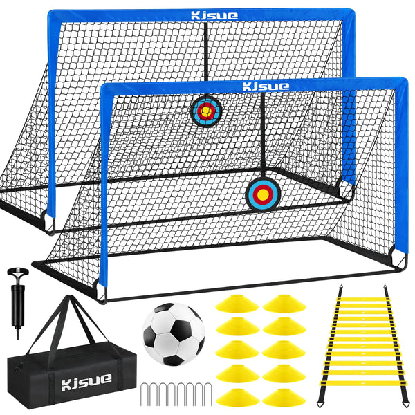 Kids Soccer Goal Soccer Goals for Backyard Set of 2 5x3.6ft Portable Soccer Goal Pop Up Soccer Net Soccer Nets Training Equipment with Soccer Targets for Kids Age 3-5 6-8 8-12 10-12 Games