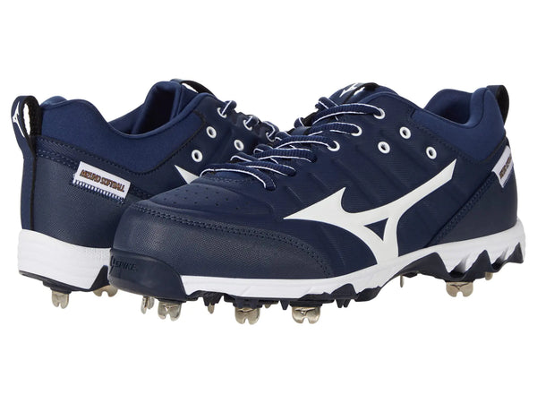 Mizuno womens 9-spike 9 Spike Swift 7 Low Metal Softball Cleat Navy-white 10 US