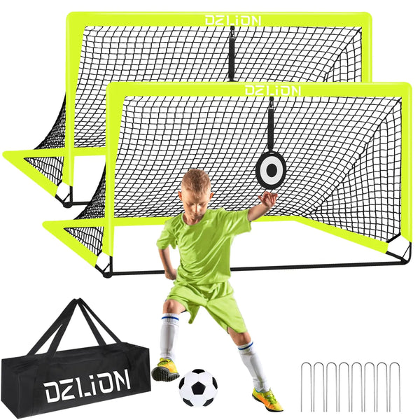 2 Pack Portable Soccer Goals for Kids 6 x 4 ft Kids Soccer Goals for Backyard Pop Up Soccer Goal Net Toddle Soccer Nets for Kids Youth Outdoor Sports (Yellow)