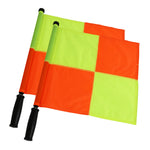 2PCS Soccer Referee Flag JAYO Professional Linesman Flag for Official Soccer Events Soccer Linesman Flag with PU Zipped Carrying Bag Waterproof Referee Flag Yellow and Orange Checkered Design