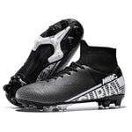 CZRE Boys Girls Soccer Cleats Kids Football Shoes High Top Training Youth Football Cleats BlackLittle Kid 12