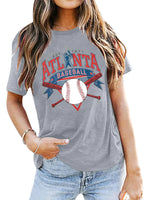 Baseball Shirts Women Baseball Mom T-Shirt Baseball Season Shirt Baseball Fan Tee Vintage Short Sleeve Tops Grey