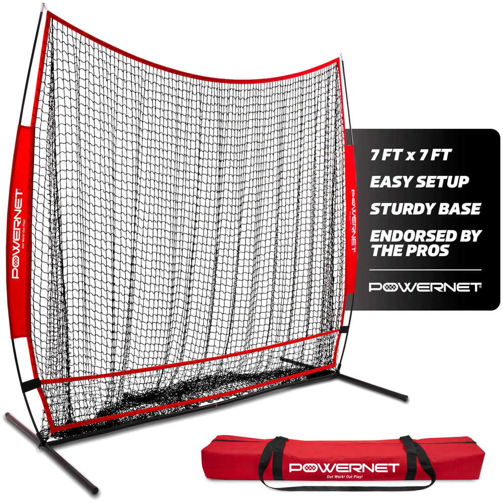 PowerNet 7x7 Full Mouth Baseball Net Portable Softball Baseball Hitting Trainer Larger Mouth Batting Net Durable Hitting Net Bigger Target Net