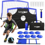 JumpJoys Kids Soccer Goal for Backyard| 6x4 ft Portable Pop Up Soccer Goal Training Equipment Portable Kids Soccer Net| Practice Soccer Net-Double Soccer Goal with Accessories