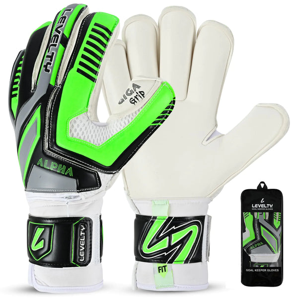Levelty Adult Goalie Goalkeeper Gloves with Finger Protection Men Breathable Soccer Gloves Giga Palm Football Training and Match Gloves (Florosent - 8)