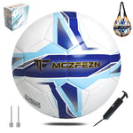 MGZFEZN Soccer Ball Size 5 for Youth and Adults Outdoor and Indoor Training Practice Soccer Ball for School Sports Game with 1 Pump 1 Net Bag and 1 Gift Box TPU Blue