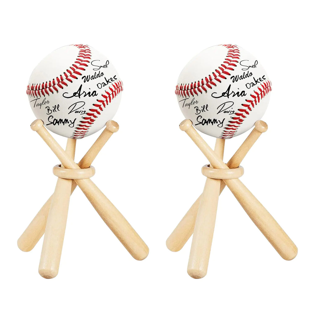 Baseball Stand Baseball Holders Baseball Display Case for Balls Display Wooden Baseball Bat Display Stand Holder Display Baseball Centerpieces for Tables for Kids and Sports Lover (2)