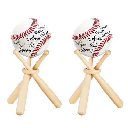 Baseball Stand Baseball Holders Baseball Display Case for Balls Display Wooden Baseball Bat Display Stand Holder Display Baseball Centerpieces for Tables for Kids and Sports Lover (2)