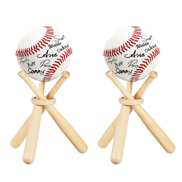 Baseball Stand Baseball Holders Baseball Display Case for Balls Display Wooden Baseball Bat Display Stand Holder Display Baseball Centerpieces for Tables for Kids and Sports Lover (2)