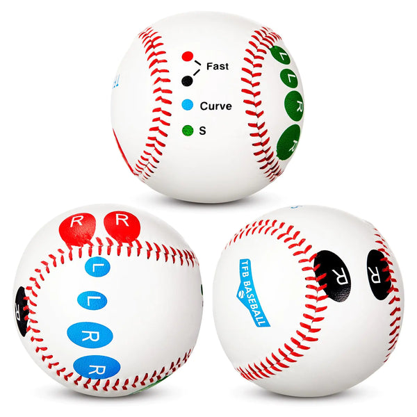 RoundFunny 3 Pcs Training Baseball with Finger Placement Markers Baseball Training Grip Equipment Baseball Training Gear for Teenagers Beginners to Learn Multiple Baseball Grips