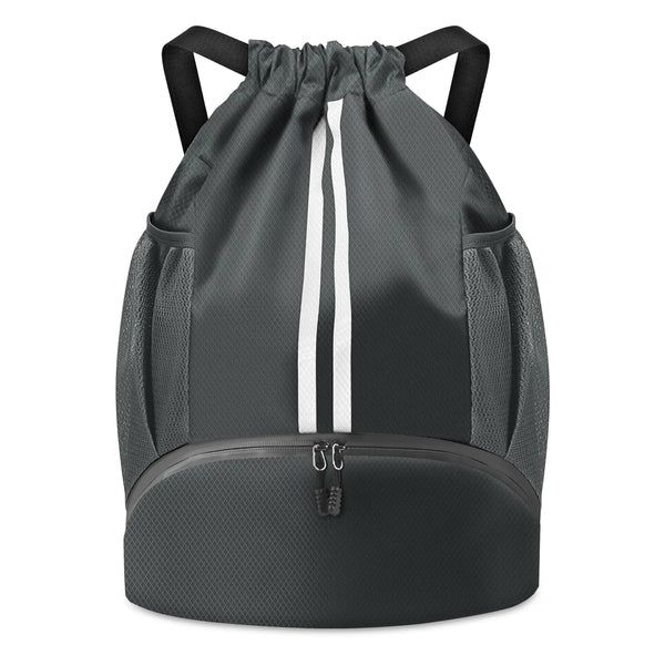BROTOU Soccer Bags Football Backpack Volleyball Bag Drawstring Soccer Backpack with Ball and Shoe Compartment (Dark Gray Large)