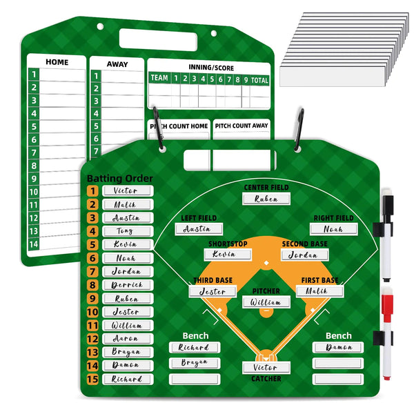 Baseball Lineup Board For DugoutDry Erase Baseball Clipboard For Coachesmagnetic Baseball Lineup BoardDouble Sided Baseball Scoreboard30Pcs Lineup Cards2 Pen&Snap Hooksline Up Cards Baseball