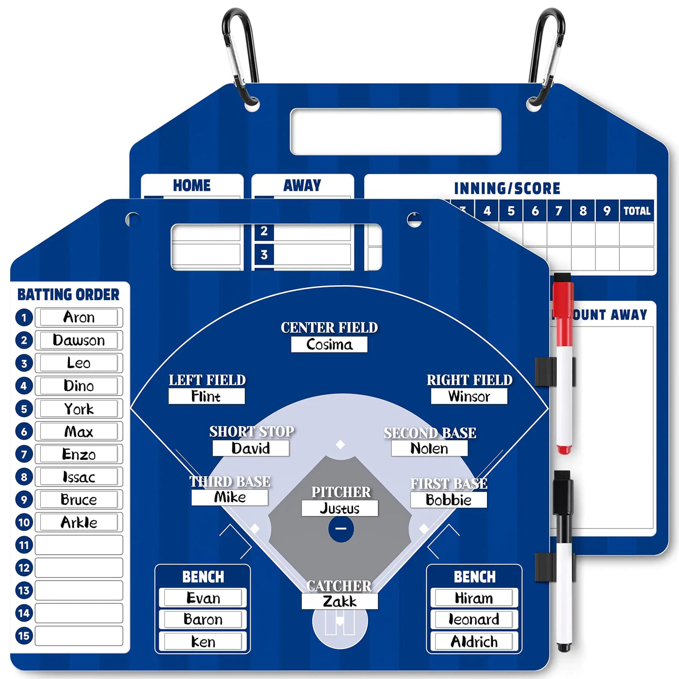 Erweicet Magnetic Baseball Lineup Board for Dugout Blue Baseball Clipboard for Coaches