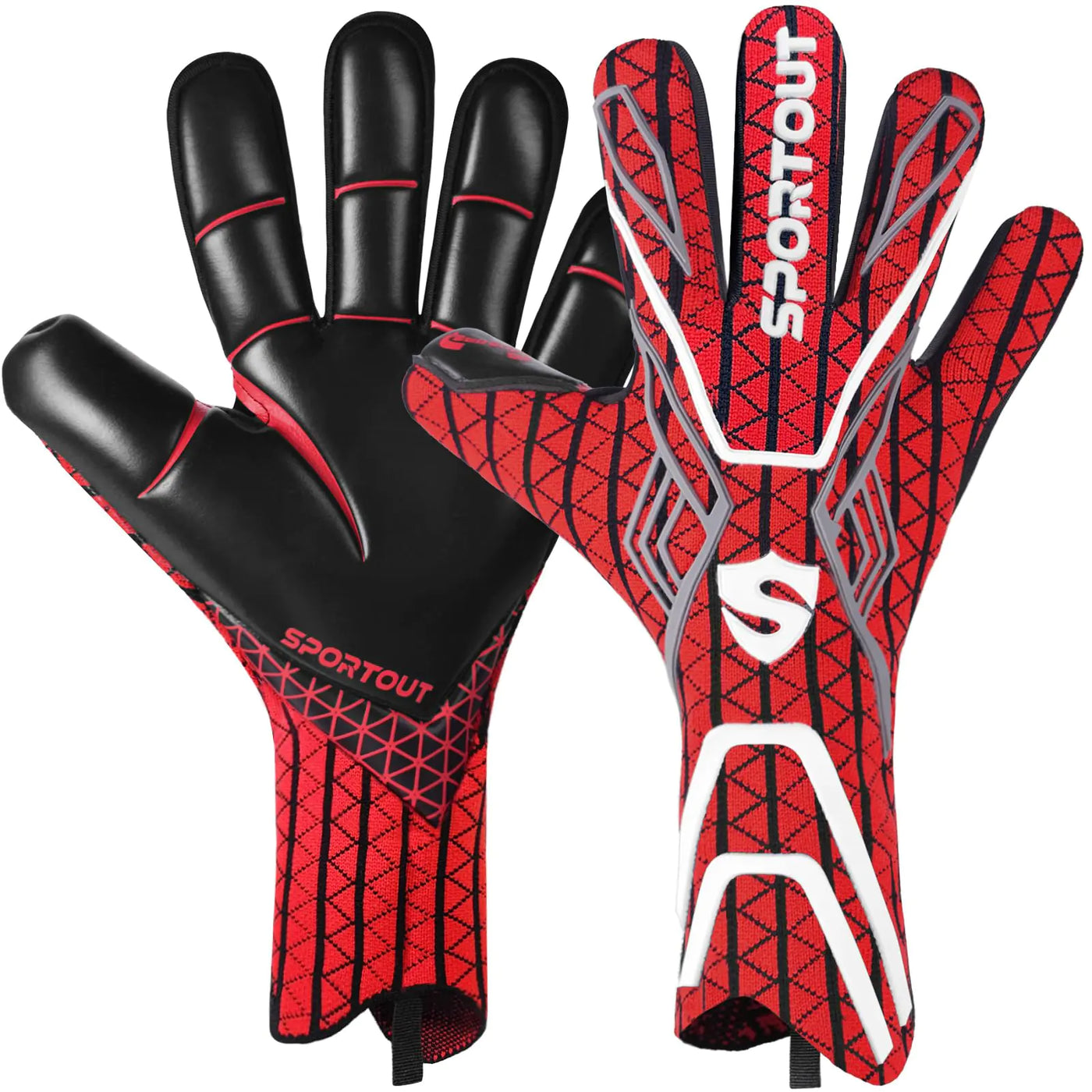 Sportout Goalie Gloves Goalkeeper Gloves Breathable Soccer Goalie Gloves 4mm Latex Negative Cut Adult and Youth