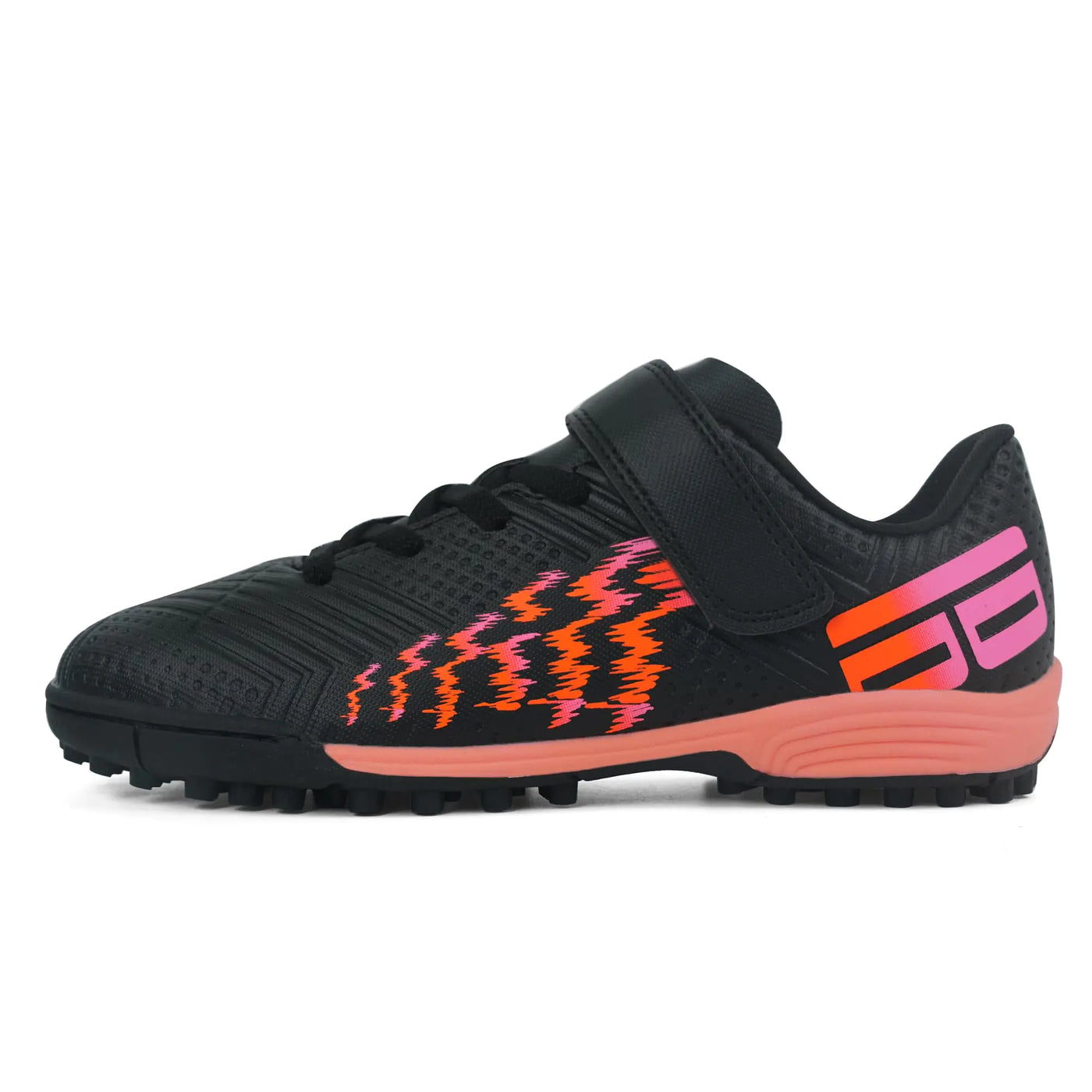 brooman Kids Turf Soccer Shoes Girls Boys Indoor Soccer Shoes (11Black/Orange)