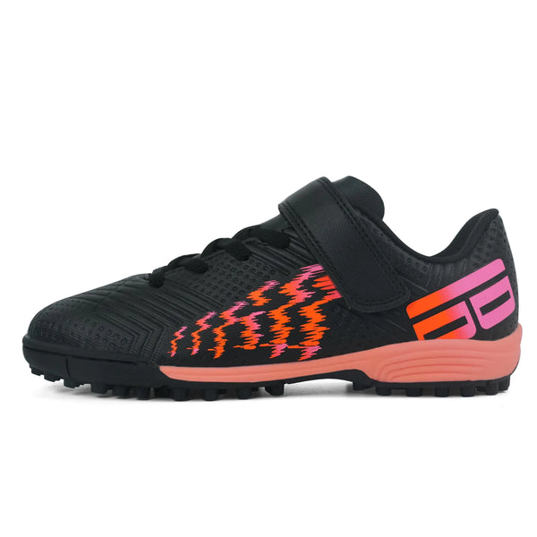 brooman Kids Turf Soccer Shoes Girls Boys Indoor Soccer Shoes (11Black/Orange)