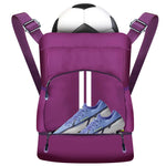 lozzonkoyaa Soccer Bag Gym Drawstring Bag Drawstring Soccer Backpack Soccer Bag with Ball Holder and Shoe Compartment(Purple)
