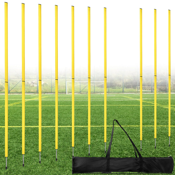 Diegimr 10pcs Soccer Agility Poles 5ft Adjustable Soccer Poles Soccer Training Equipment Soccer Training Sticks Speed Hurdles for Football Sport Agility Training (Yellow)