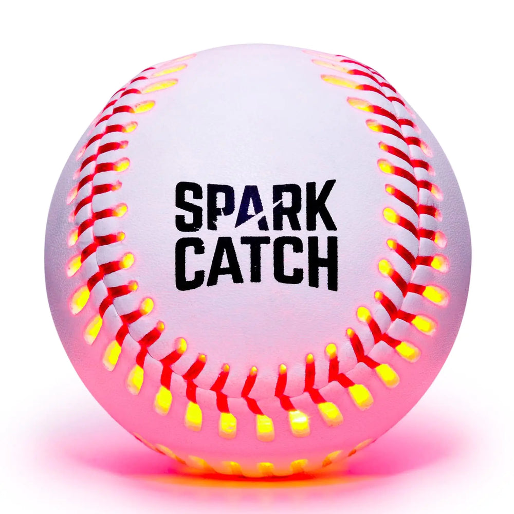 SPARK CATCH Light Up Baseball Glow in The Dark Baseball Perfect Baseball Gifts for Boys Girls and Baseball Players Official Size and Weight with Genuine Leather (Ruthless Red)