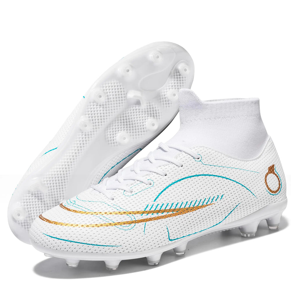 Football Cleats Men Women High Top Football Shoes Breathable Athletic Training Boots Soccer Cleats Shoes Lightweight Shock Resistant Professional Turf Shoes Sport Ground Football Soccer Cleats Unisex