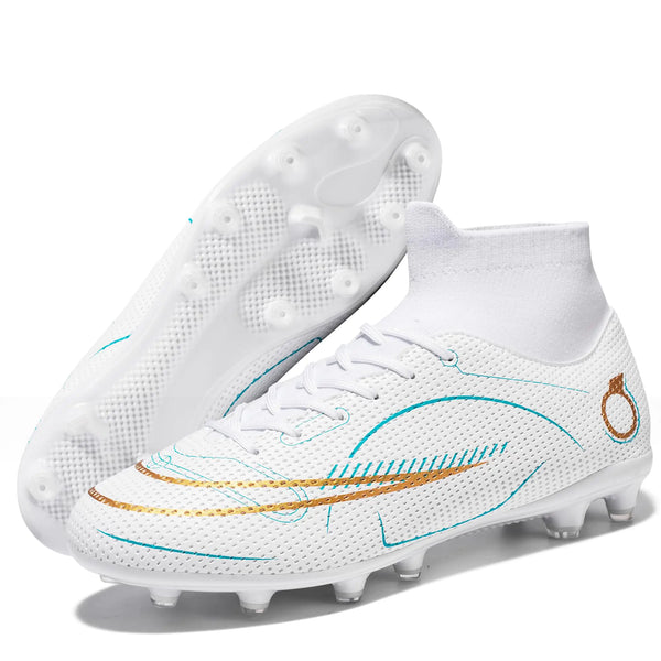 Football Cleats Men Women High Top Football Shoes Breathable Athletic Training Boots Soccer Cleats Shoes Lightweight Shock Resistant Professional Turf Shoes Sport Ground Football Soccer Cleats Unisex
