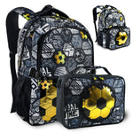Decorably Backpack with Lunch Bag for Kids 2Pc Set Boys Soccer Backpack Lunch Bag with Metallic Black & Gold Design School Backpack 4-6 Soccer with Lunch Bag Soccer Backpack for Boys with Lunch Box