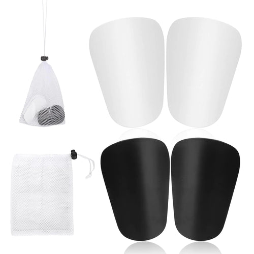 2 Pairs of Small Soccer Shin Guards 3.1x2in Mini Shin Guards with Storage Mesh Bag Protective Tiny Shin Pads Miniature Shin Guards Protective Equipment for Youths and Adults(Black White)