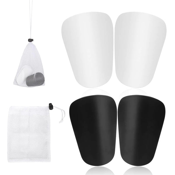 2 Pairs of Small Soccer Shin Guards 3.1x2in Mini Shin Guards with Storage Mesh Bag Protective Tiny Shin Pads Miniature Shin Guards Protective Equipment for Youths and Adults(Black White)